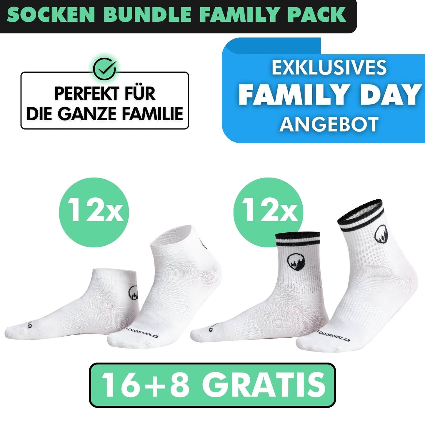 SOCKEN BUNDLE FAMILY-PACK: 24 Paar (16 +8 Paar GRATIS)