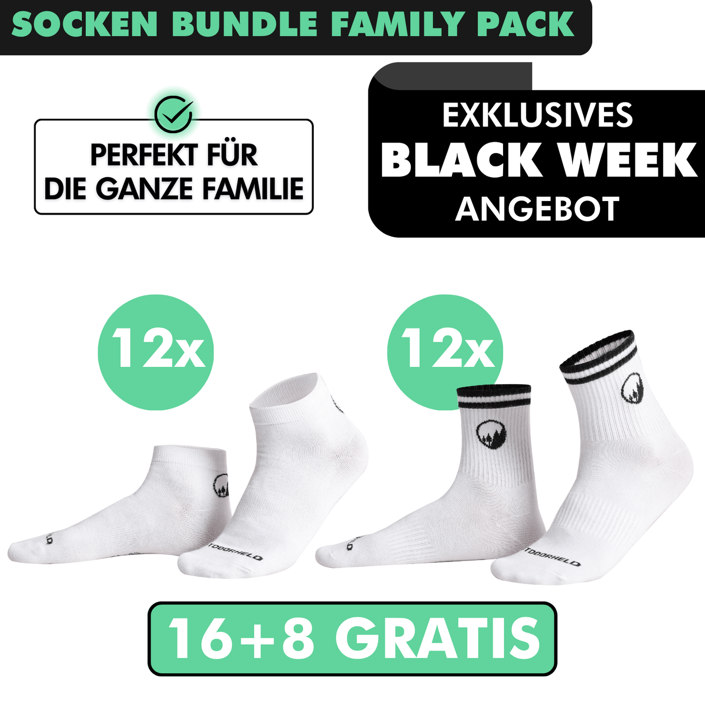 SOCKEN BUNDLE FAMILY-PACK: 24 Paar (16 +8 Paar GRATIS)