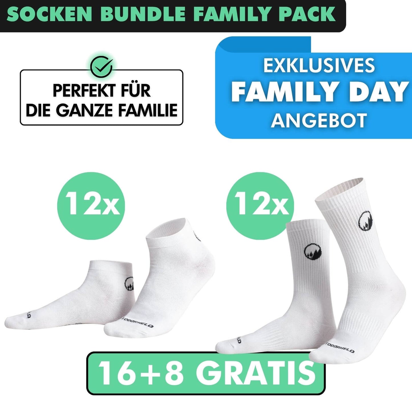 SOCKEN BUNDLE FAMILY-PACK: 24 Paar (16 +8 Paar GRATIS)