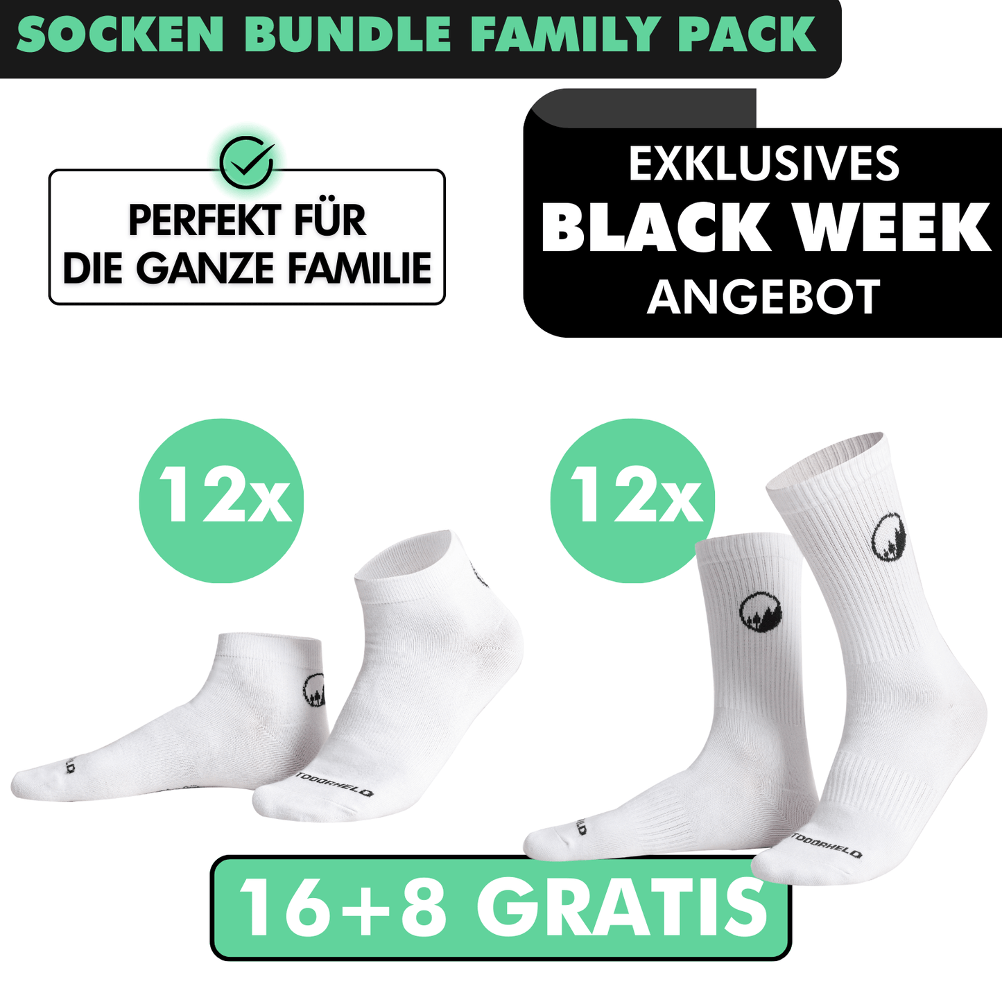 SOCKEN BUNDLE FAMILY-PACK: 24 Paar (16 +8 Paar GRATIS)