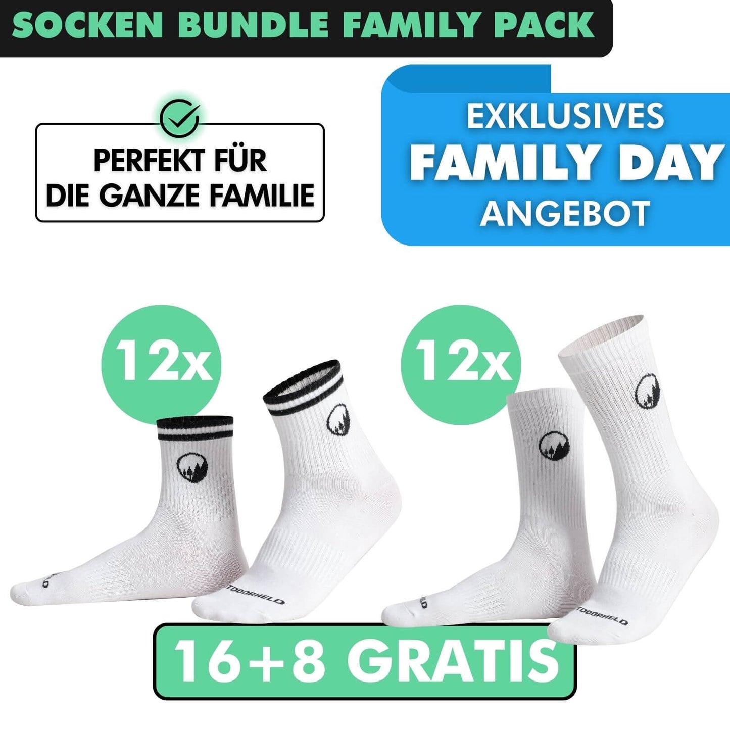SOCKEN BUNDLE FAMILY-PACK: 24 Paar (16 +8 Paar GRATIS)