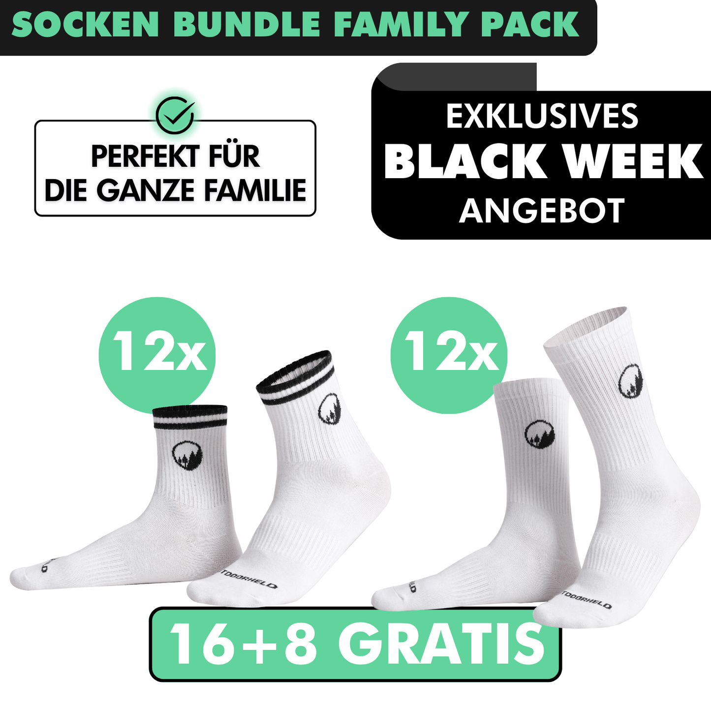SOCKEN BUNDLE FAMILY-PACK: 24 Paar (16 +8 Paar GRATIS)