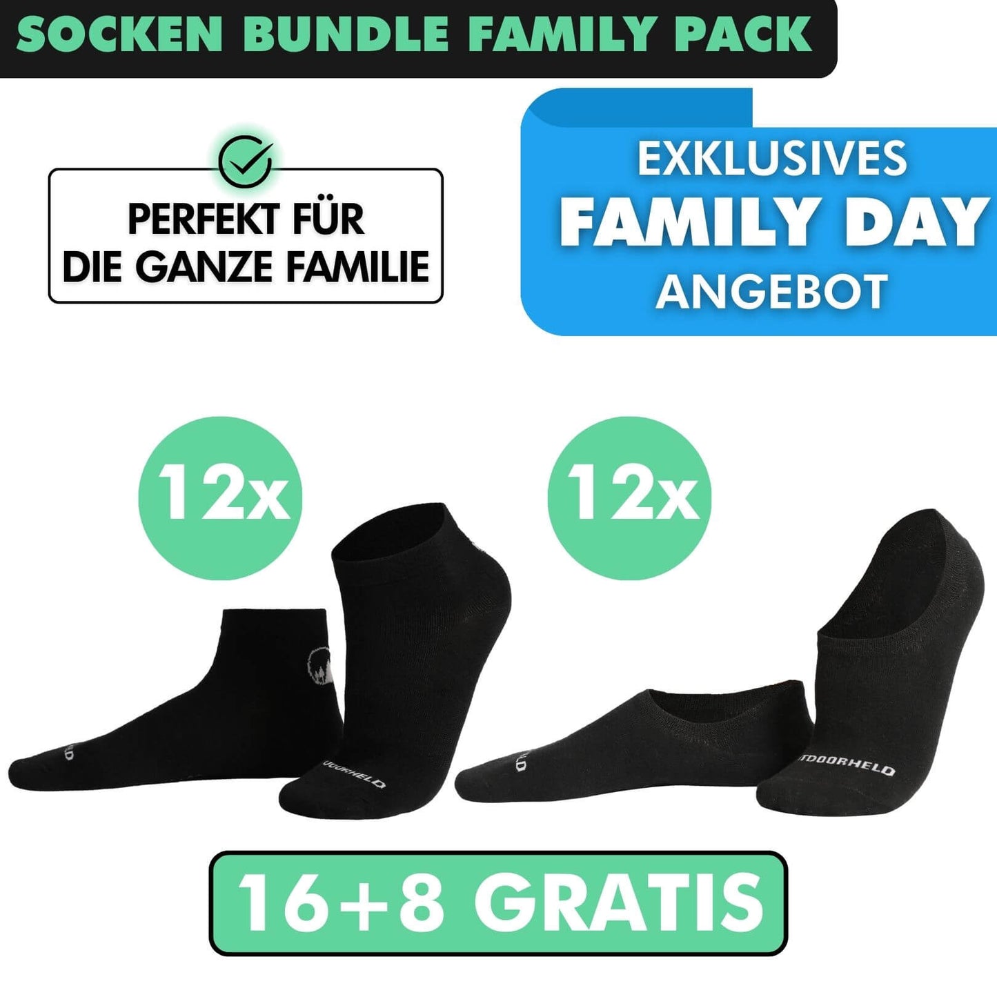 SOCKEN BUNDLE FAMILY-PACK: 24 Paar (16 +8 Paar GRATIS)