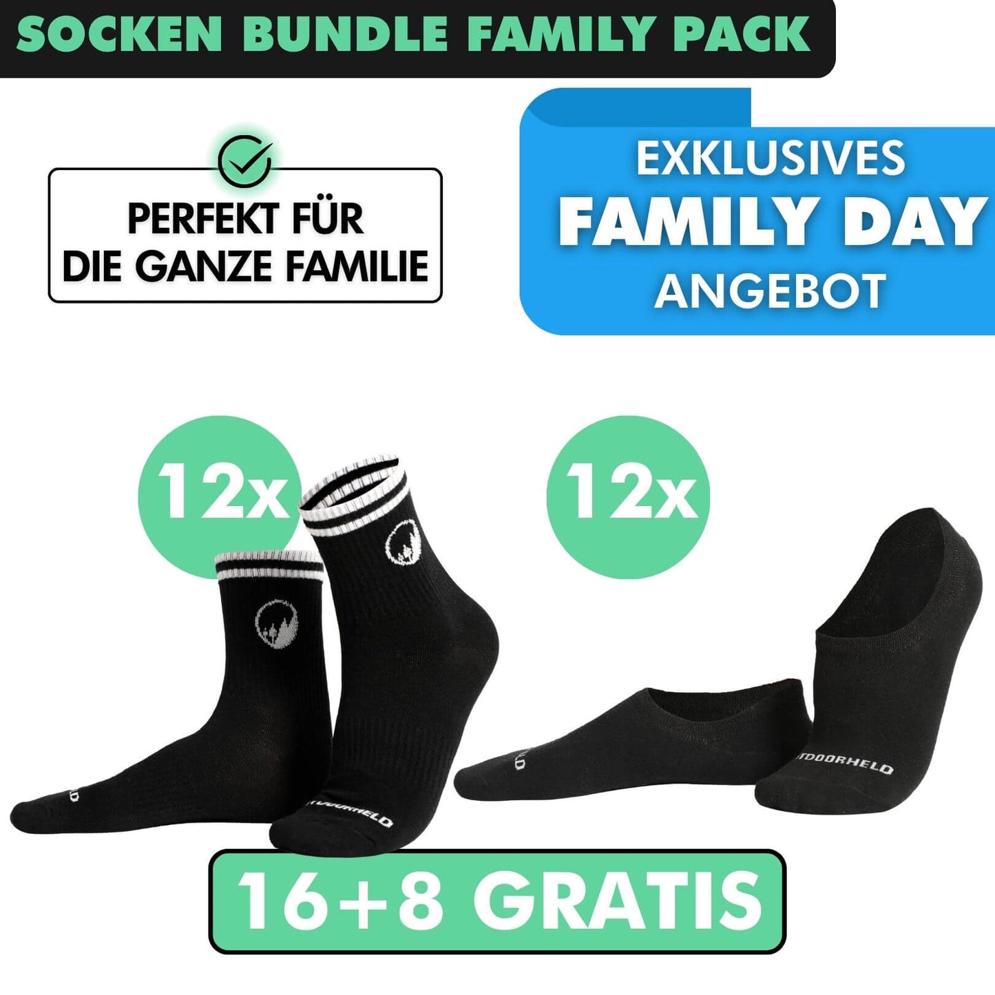 SOCKEN BUNDLE FAMILY-PACK: 24 Paar (16 +8 Paar GRATIS)
