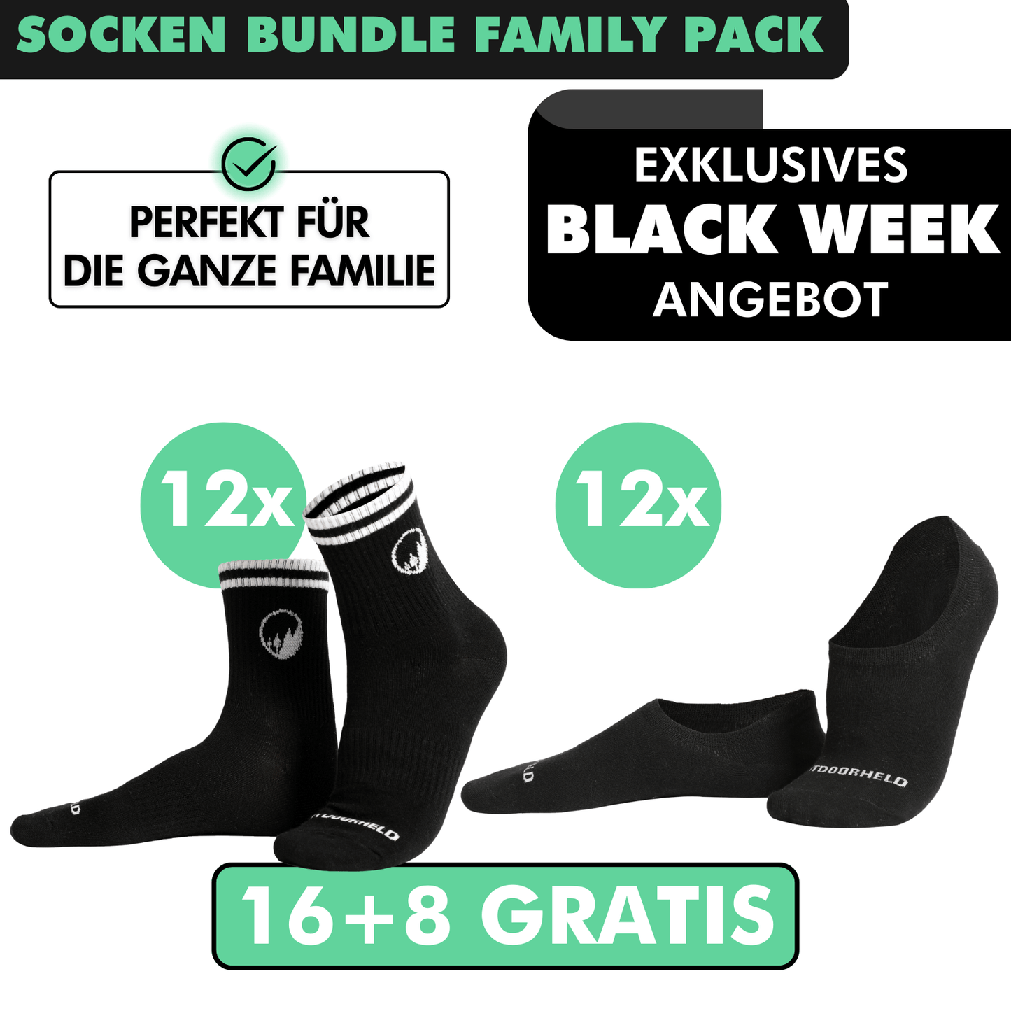 SOCKEN BUNDLE FAMILY-PACK: 24 Paar (16 +8 Paar GRATIS)