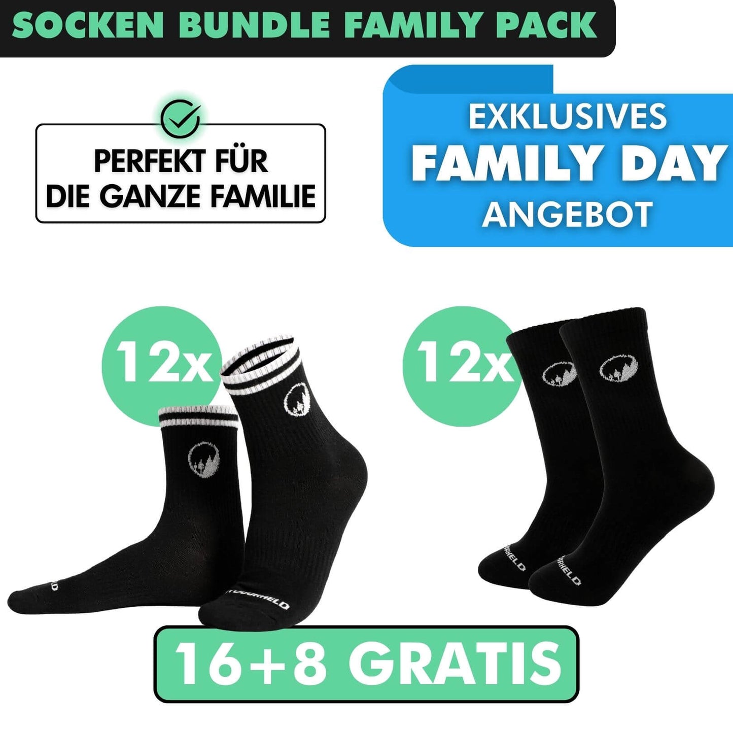 SOCKEN BUNDLE FAMILY-PACK: 24 Paar (16 +8 Paar GRATIS)