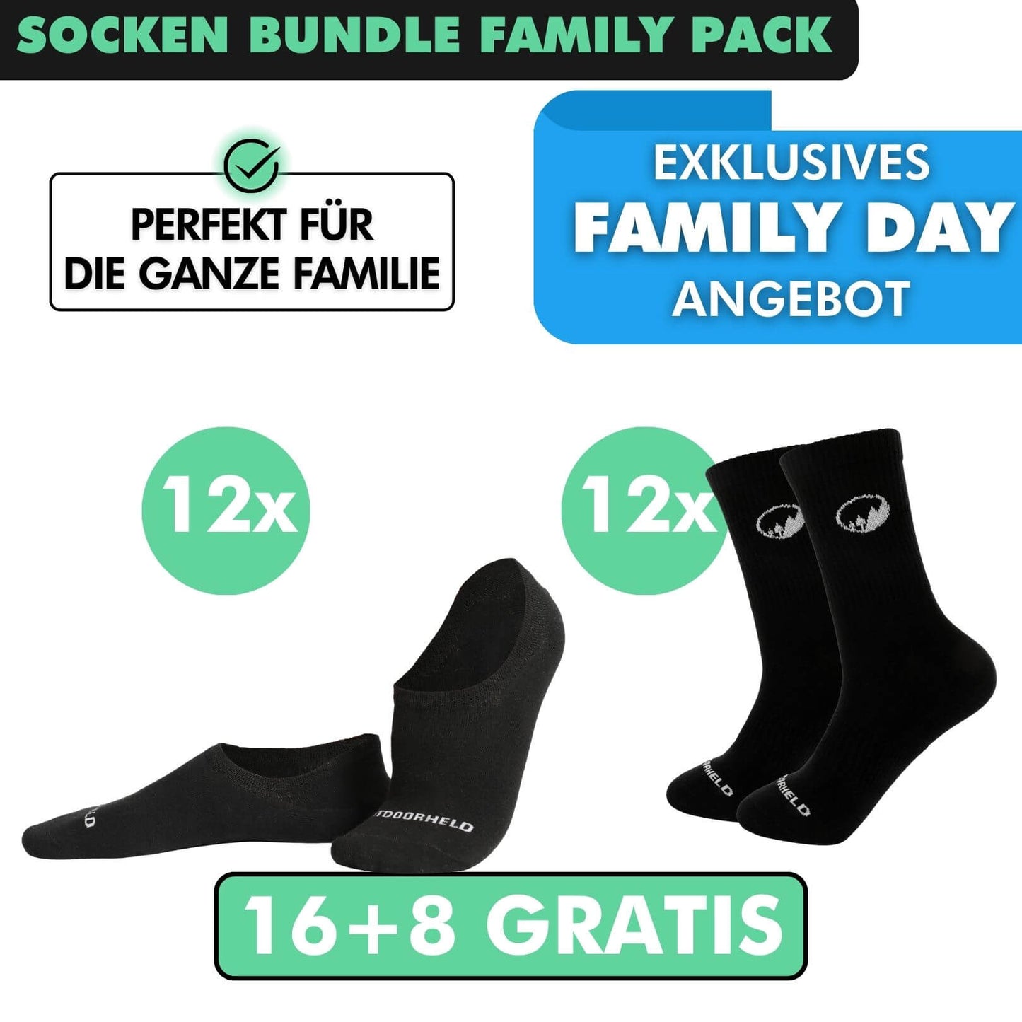 SOCKEN BUNDLE FAMILY-PACK: 24 Paar (16 +8 Paar GRATIS)
