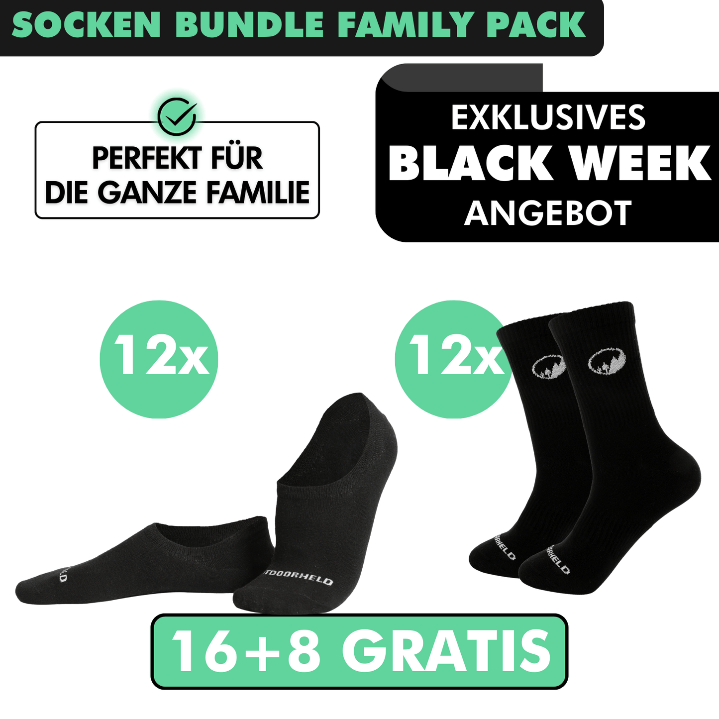 SOCKEN BUNDLE FAMILY-PACK: 24 Paar (16 +8 Paar GRATIS)