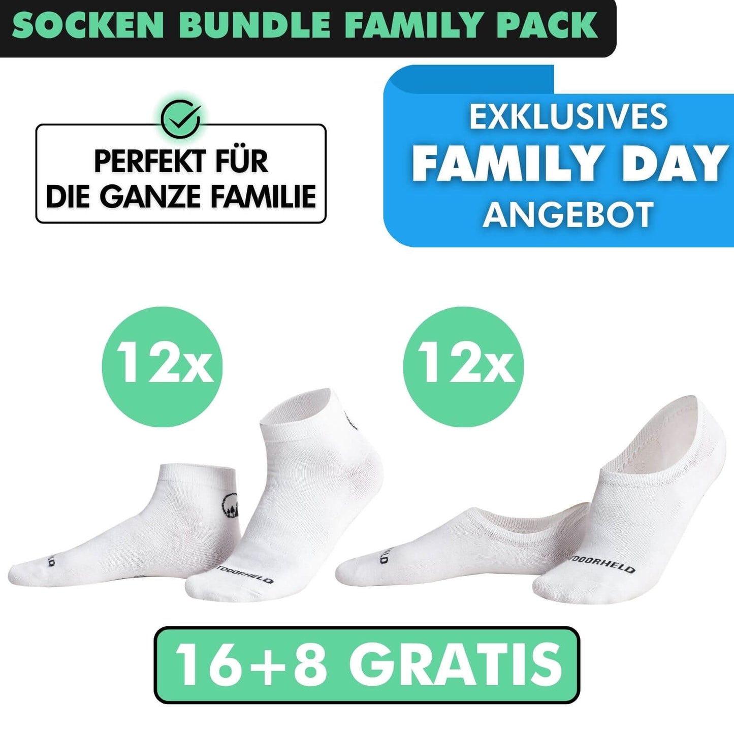 SOCKEN BUNDLE FAMILY-PACK: 24 Paar (16 +8 Paar GRATIS)