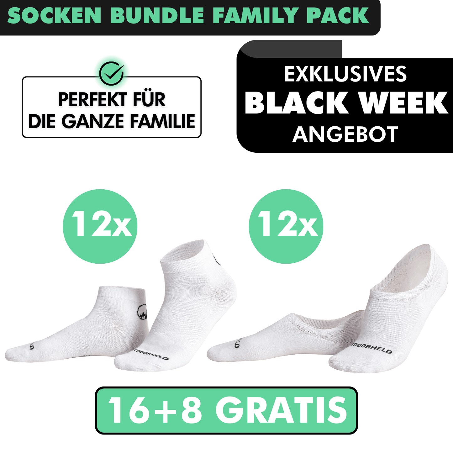 SOCKEN BUNDLE FAMILY-PACK: 24 Paar (16 +8 Paar GRATIS)