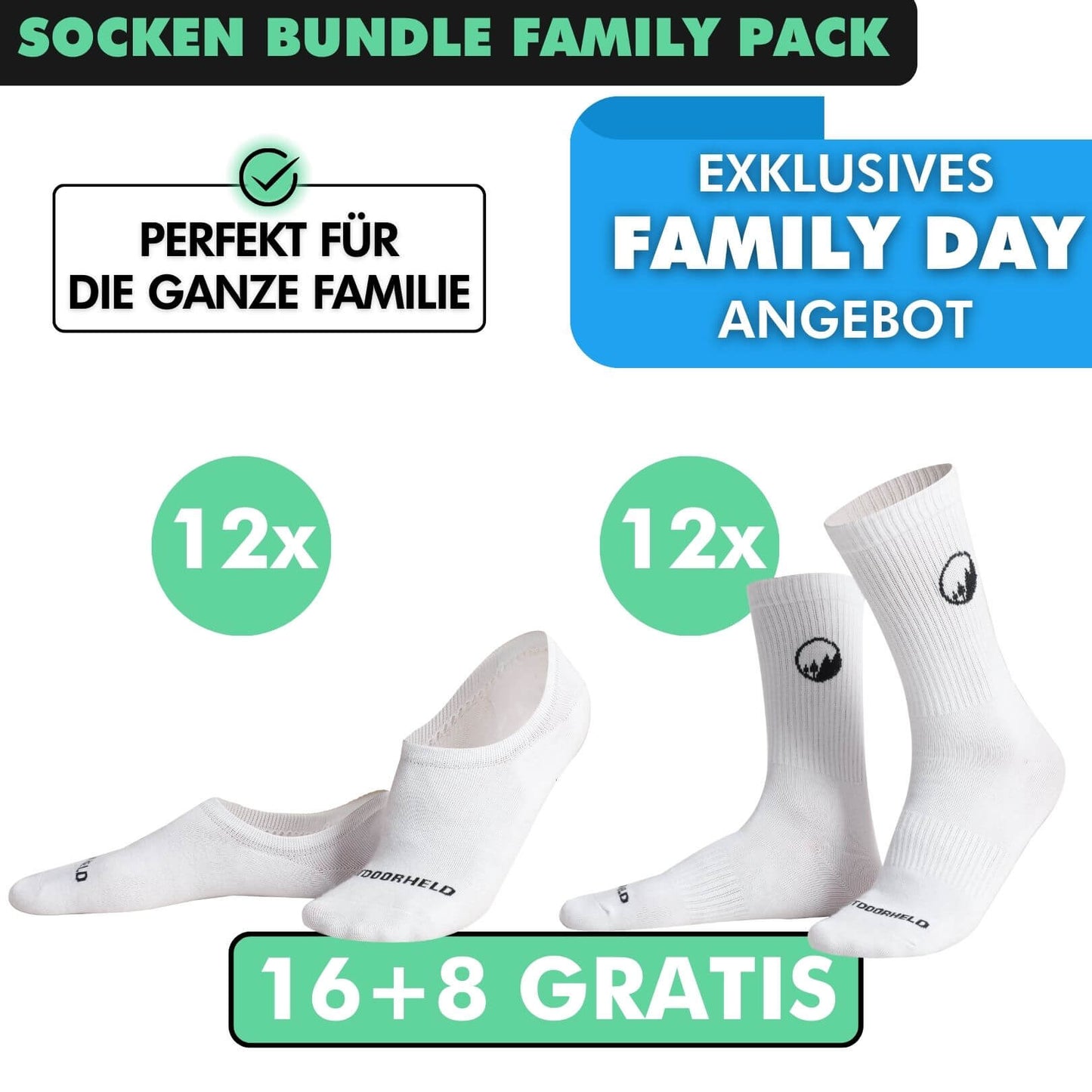 SOCKEN BUNDLE FAMILY-PACK: 24 Paar (16 +8 Paar GRATIS)