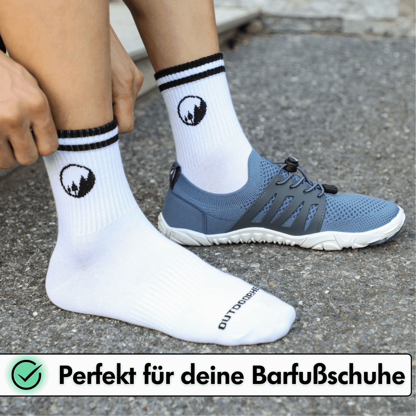 Mittelhohe Retro-Barfußsocken - Weiß
