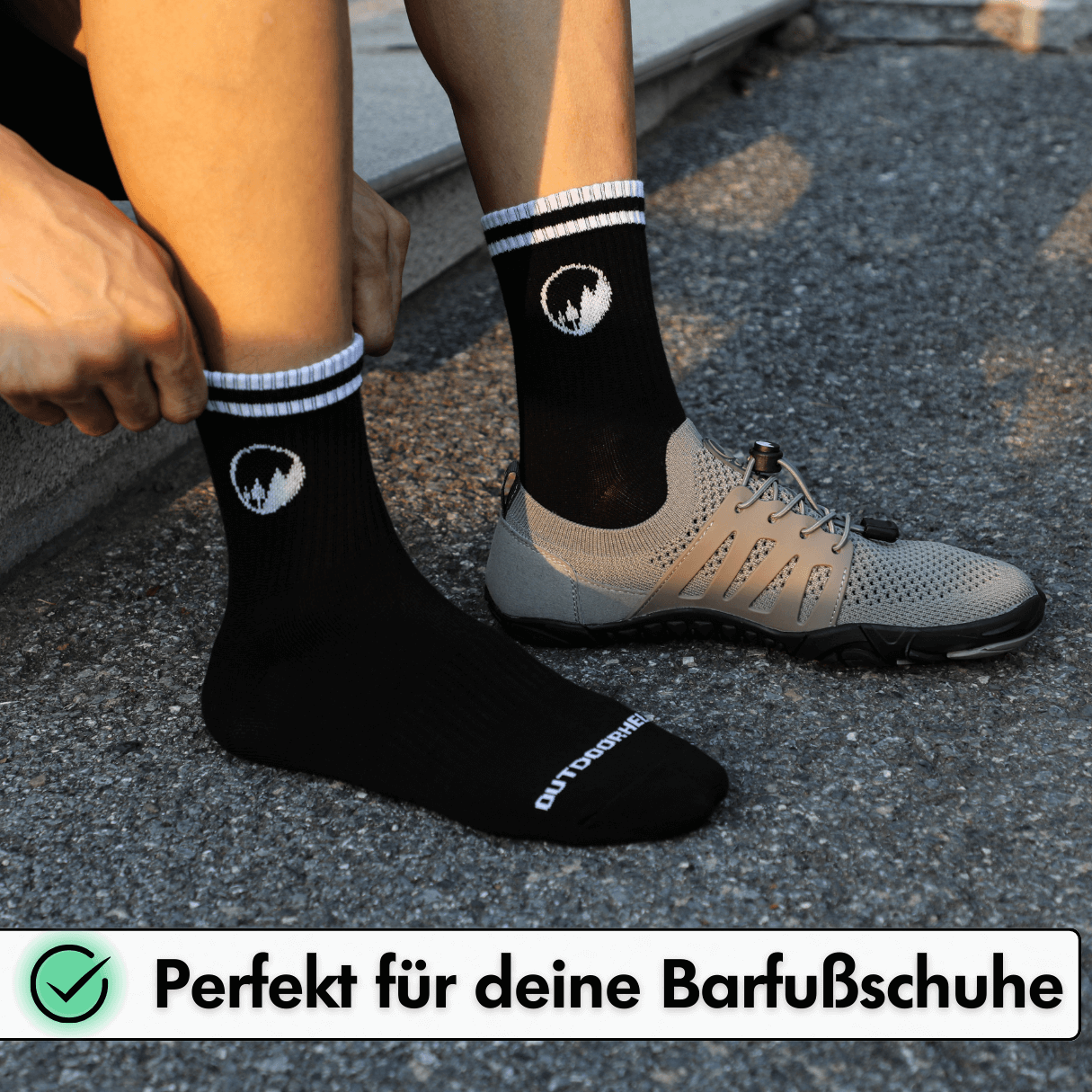 Mittelhohe Retro-Barfußsocken - Schwarz
