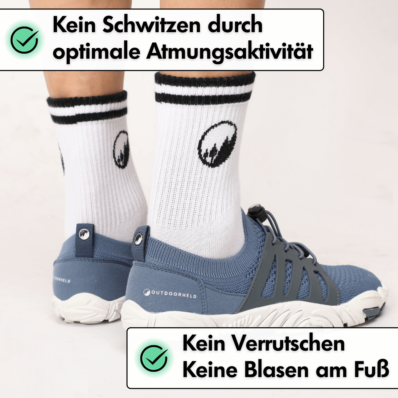 Mittelhohe Retro-Barfußsocken - Weiß