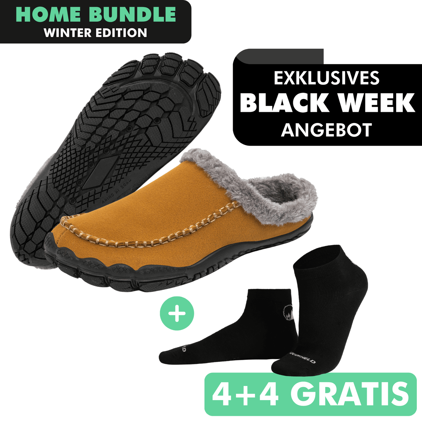 HOME-BUNDLE: Home Pro Barfuß-Hausschuhe + 4+4 Paar GRATIS Barfußsocken