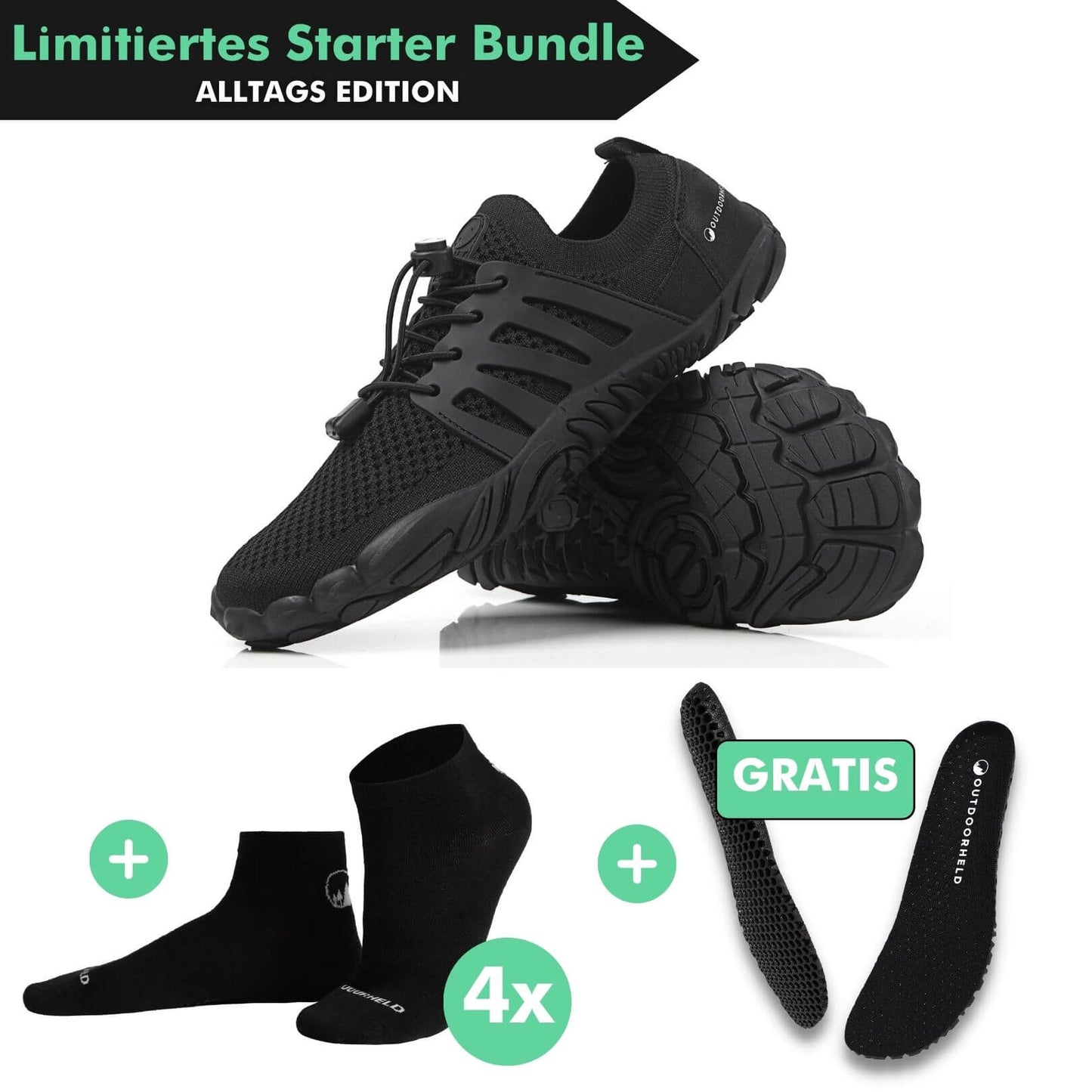 Barfuß-Starter-Bundle: Prime 1.0 + Barfußsocken + GRATIS OrthoFlex Einlegesohlen