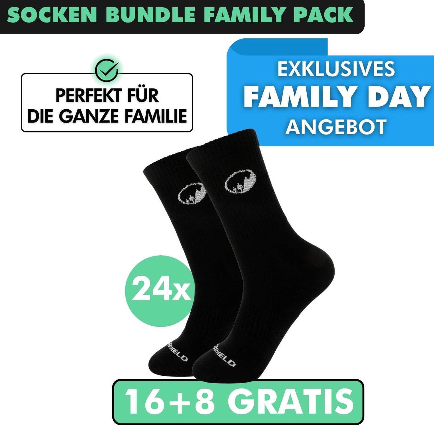 SOCKEN BUNDLE FAMILY-PACK: 24 Paar (16 +8 Paar GRATIS)