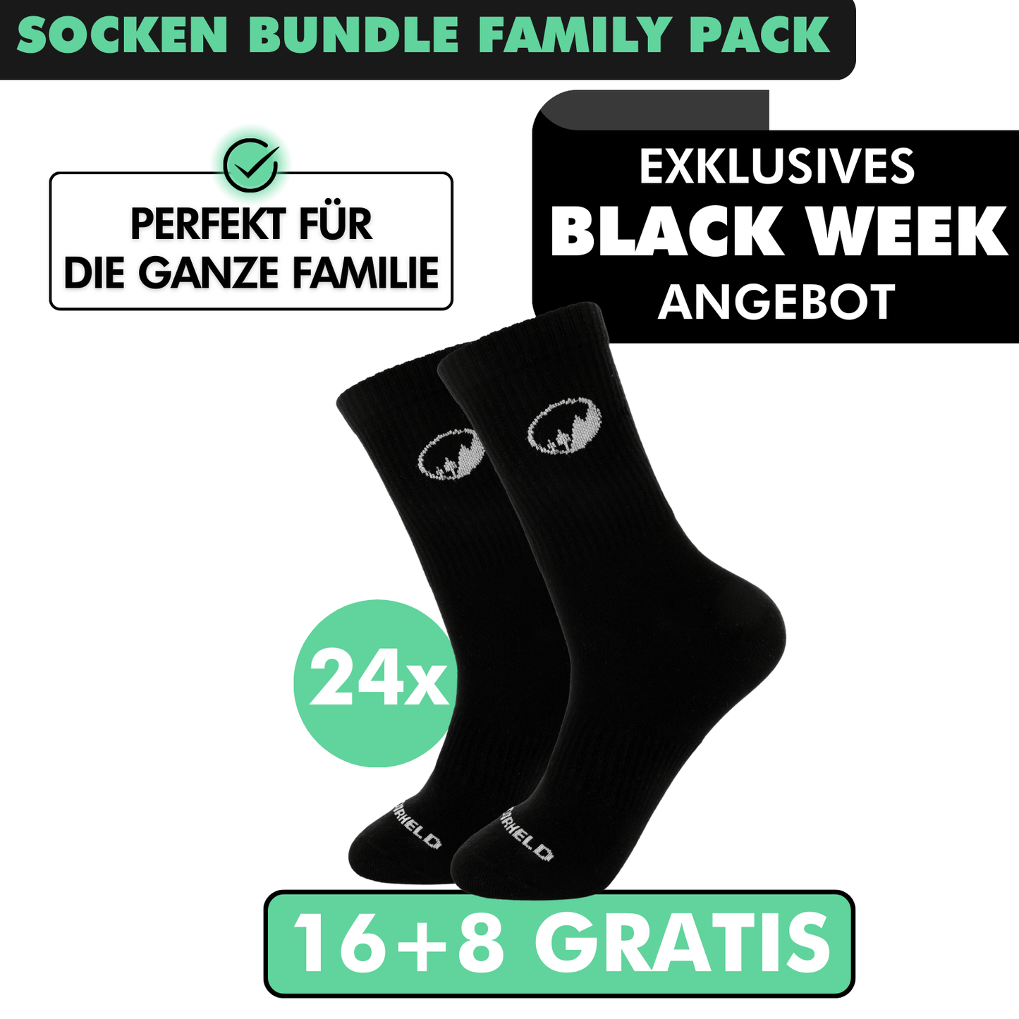 SOCKEN BUNDLE FAMILY-PACK: 24 Paar (16 +8 Paar GRATIS)