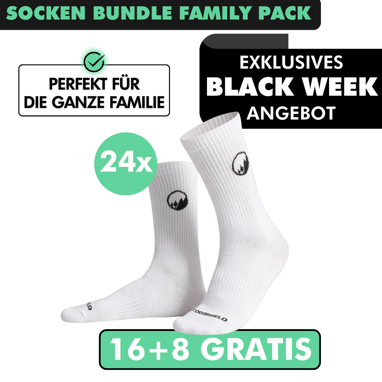 SOCKEN BUNDLE FAMILY-PACK: 24 Paar (16 +8 Paar GRATIS)