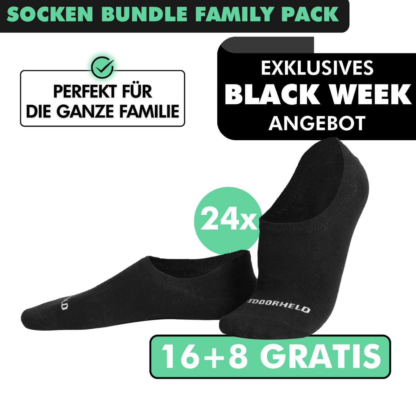 SOCKEN BUNDLE FAMILY-PACK: 24 Paar (16 +8 Paar GRATIS)