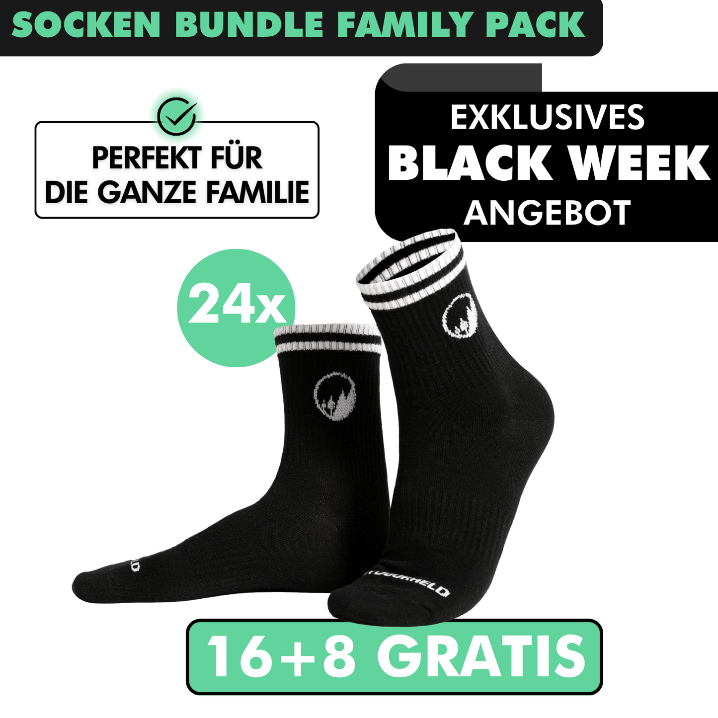 SOCKEN BUNDLE FAMILY-PACK: 24 Paar (16 +8 Paar GRATIS)