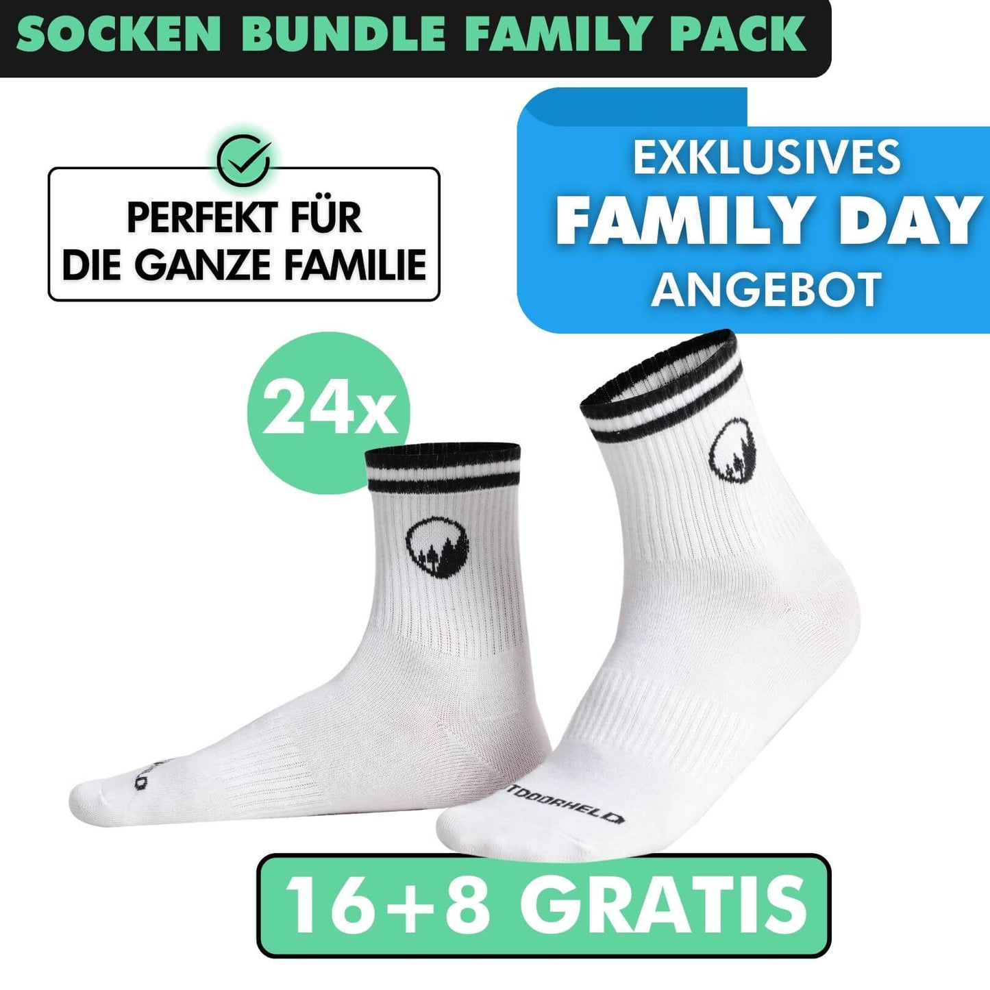 SOCKEN BUNDLE FAMILY-PACK: 24 Paar (16 +8 Paar GRATIS)