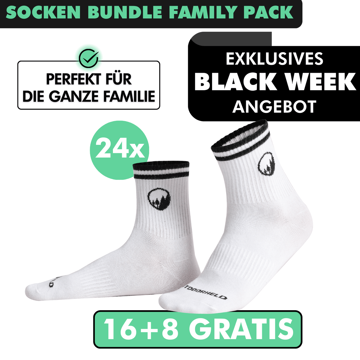 SOCKEN BUNDLE FAMILY-PACK: 24 Paar (16 +8 Paar GRATIS)