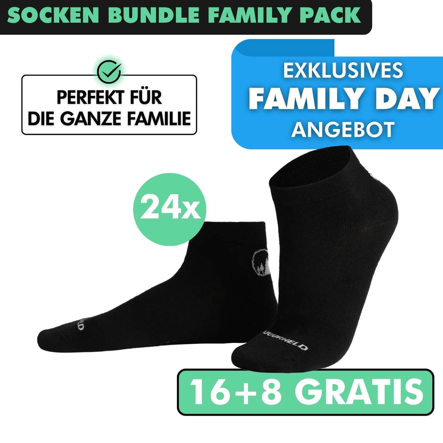 SOCKEN BUNDLE FAMILY-PACK: 24 Paar (16 +8 Paar GRATIS)