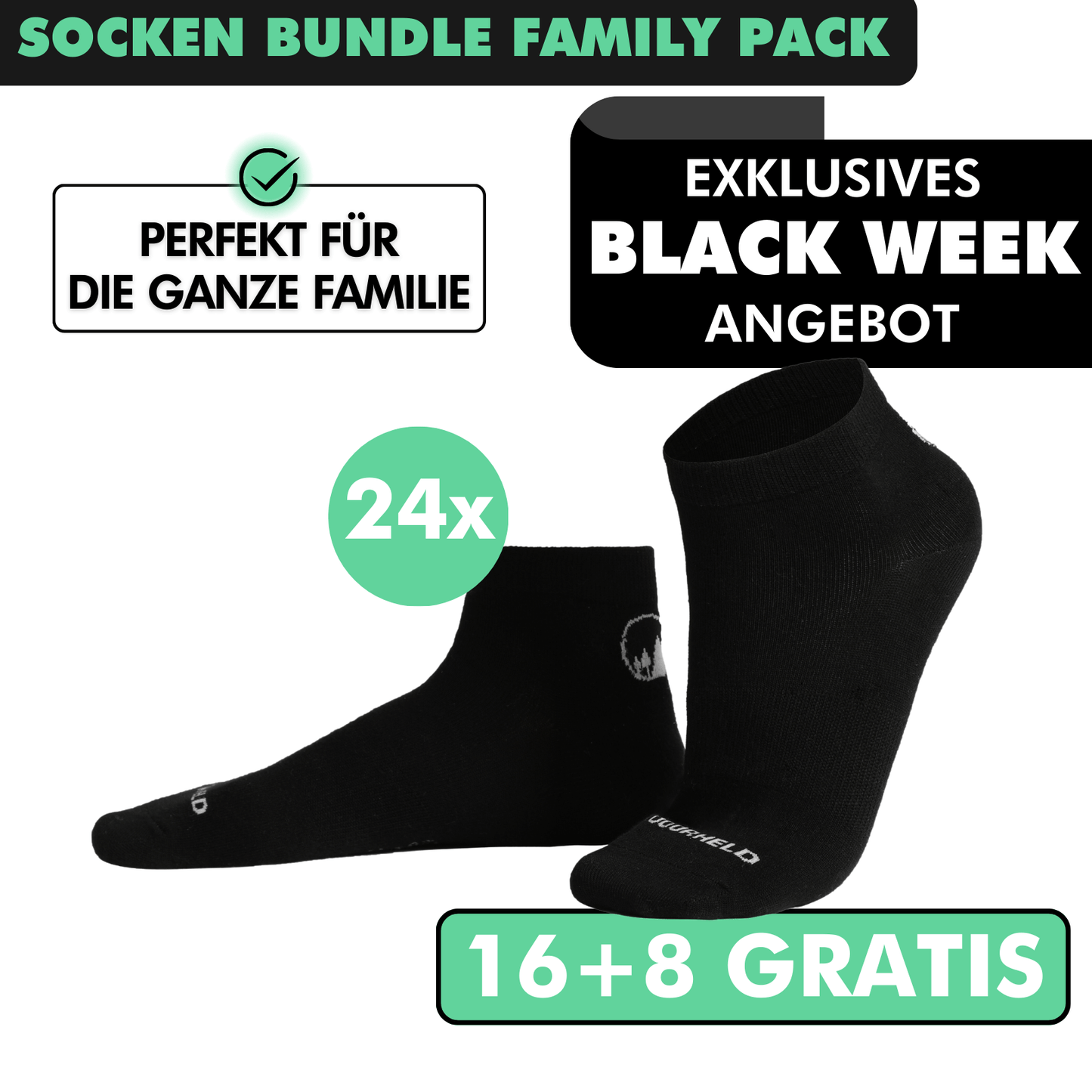 SOCKEN BUNDLE FAMILY-PACK: 24 Paar (16 +8 Paar GRATIS)