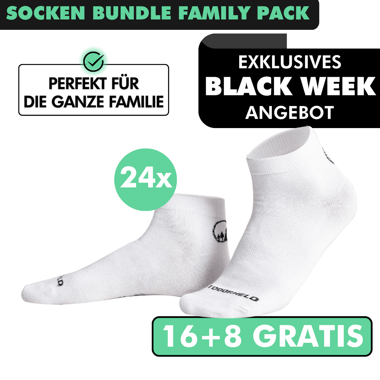 SOCKEN BUNDLE FAMILY-PACK: 24 Paar (16 +8 Paar GRATIS)